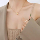 Golden Rhombus Cross Circular Bead Pendant Necklace for Women