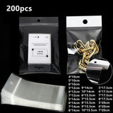 200pcs Transparent Hanging Hole Plastic Bags Self-adhesive Packaging Bags