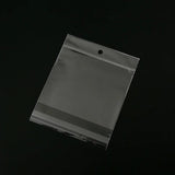 200pcs Transparent Hanging Hole Plastic Bags Self-adhesive Packaging Bags