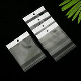 200pcs Transparent Hanging Hole Plastic Bags Self-adhesive Packaging Bags