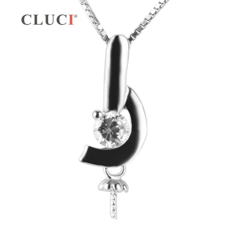 925 Silver Geometric Charm Zircon Pearl Pendant Mounting SP130SB