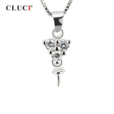 925 Silver Pearl Zircon Pendant Charm SP051SB
