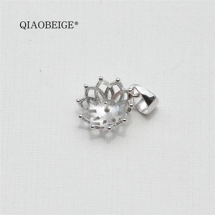 S925 Silver Pendant with Hollow Charms for Seawater Pearl, Conceal Flaws