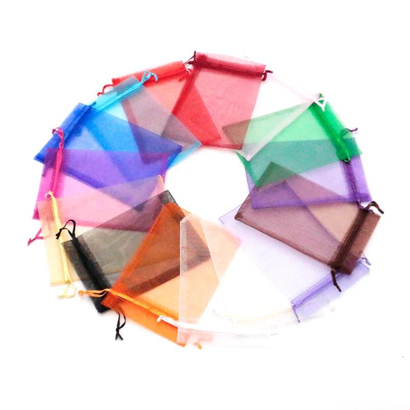 50Pcs/Lot Organza Drawstring Gift Bags Wedding Birthday Packaging Bags