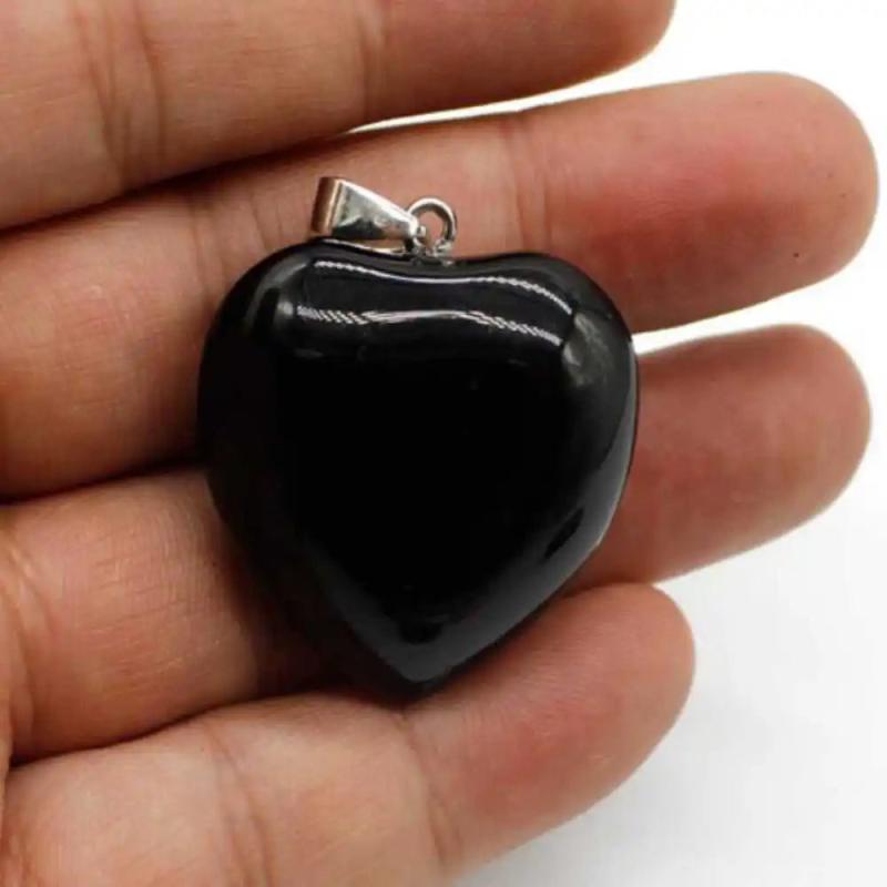 5pcs Agate Lucky Heart-shaped Pendant Silver Craft Quartz Chakra Healing