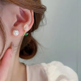 Summer Fresh Pink Flowers Stud Earrings Fine Pearl Women Jewelry