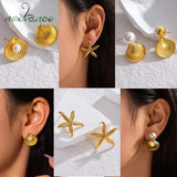 Starfish Sea Stud Earrings Stainless Steel Jewelry