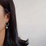 Freshwater Pearl Geometric Stud Earrings Retro Jewelry