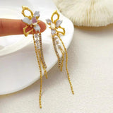 Baroque Pearl Earrings Rose Camellia Gold-plated Earrings