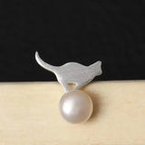 925 Silver Pearls Stud Earrings Cat Play Ball Freshwater Pearls Jewelry