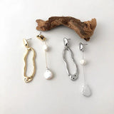 Asymmetric Metal Pearl Earrings Retro Style Ms Jewelry Gift