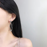 Asymmetric Metal Pearl Earrings Retro Style Ms Jewelry Gift