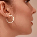 Pearl Hoop Earrings Lightweight Large Circle Pearl Earrings Jewelry