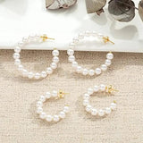 Pearl Hoop Earrings Lightweight Large Circle Pearl Earrings Jewelry