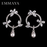 Pearl & CZ Flower Earrings, Christmas Gift Jewelry