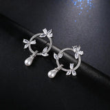 Pearl & CZ Flower Earrings, Christmas Gift Jewelry