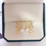 Natural Freshwater Pearl Butterfly Stud Earrings for Women