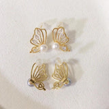 Natural Freshwater Pearl Butterfly Stud Earrings for Women