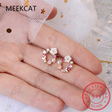 925 Silver Colorful Zircon Wreath Stud Earring for Women