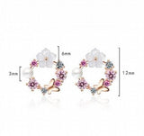 925 Silver Colorful Zircon Wreath Stud Earring for Women