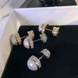 Retro Stud & Pearl Earrings Set