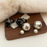 Vintage Pearl Earrings Little Bee Earrings Classic Charm Women's Pearl Jewelry
