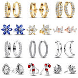925 Silver Pearl Moon Snowflake Christmas Earrings for Women