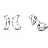 925 Silver Pearl Moon Snowflake Christmas Earrings for Women