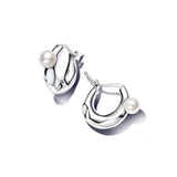 925 Silver Pearl Moon Snowflake Christmas Earrings for Women