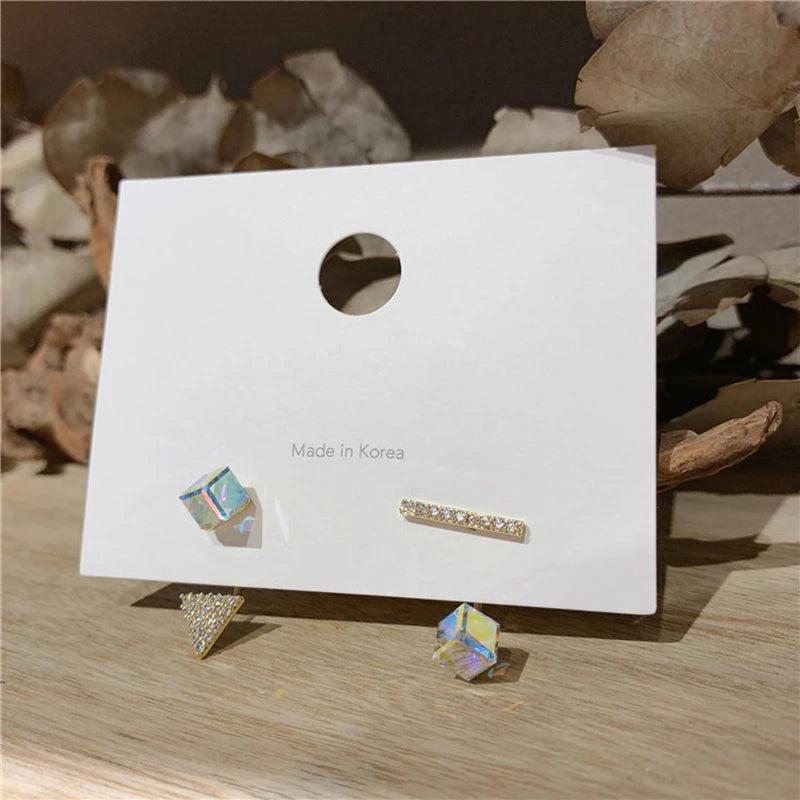 Geometric Wedding Crystal Pearl Stud Earrings YEA438