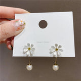 Geometric Wedding Crystal Pearl Stud Earrings YEA438