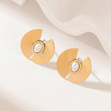 316L Stainless Steel Exaggerated Pearl Stud Earrings For Women Waterproof