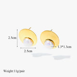 316L Stainless Steel Exaggerated Pearl Stud Earrings For Women Waterproof