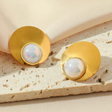 316L Stainless Steel Exaggerated Pearl Stud Earrings For Women Waterproof