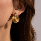 Youthway Stainless Steel Shell Bead Round Scallop Earrings Prevent Allergy