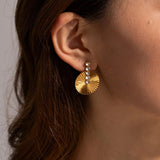 Youthway Stainless Steel Shell Bead Round Scallop Earrings Prevent Allergy