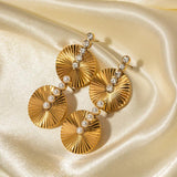 Youthway Stainless Steel Shell Bead Round Scallop Earrings Prevent Allergy