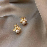 Bee Pearl Earrings Romantic Wedding Jewelry