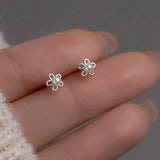 925 Silver Pearl Flower Stud Earrings Classic Jewelry for Women