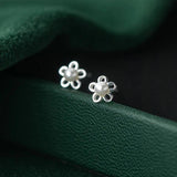 925 Silver Pearl Flower Stud Earrings Classic Jewelry for Women