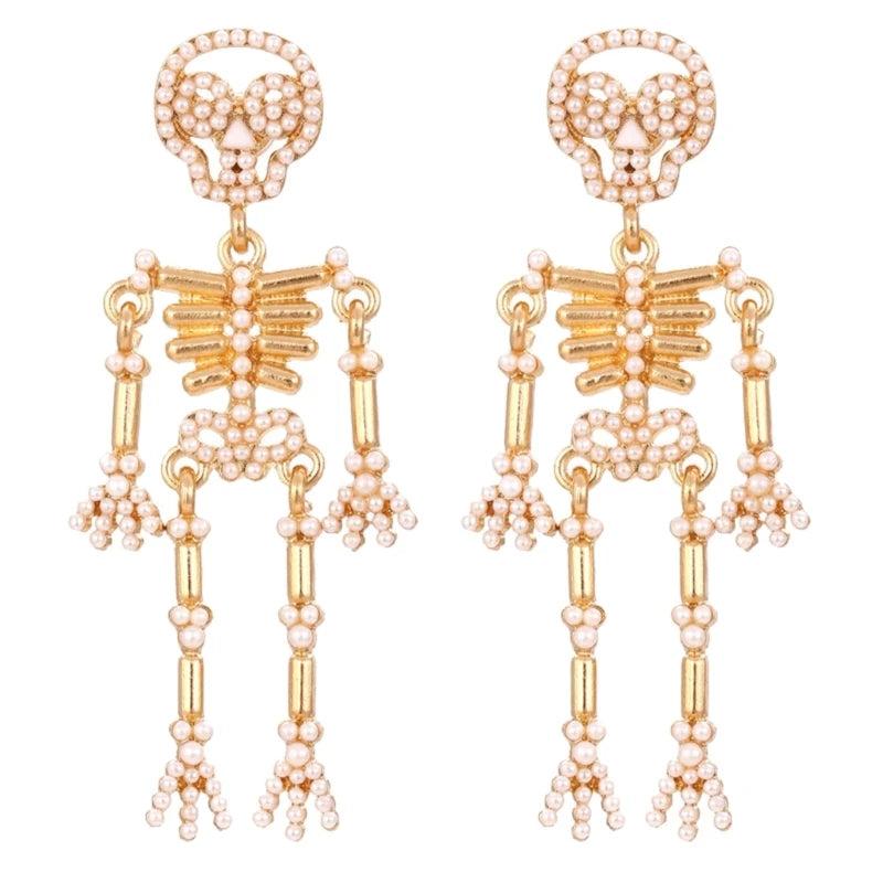 Skull Earring with Pearl Personalized Rock Earrings for Men Women Girl