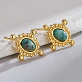 Stainless Steel Pearl Flower Stud Earrings for Women