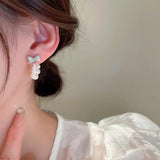 Koren Light Pink Tulip Flower Pearl Stud Earrings for Women