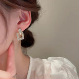 Koren Light Pink Tulip Flower Pearl Stud Earrings for Women