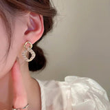 Koren Light Pink Tulip Flower Pearl Stud Earrings for Women
