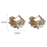Light Pink Tulip Flower Pearl Stud Earrings Women Zircon Earring Party
