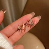 Bright Crystal Unusual Claw Stud Earrings Ear Piercing Hook Irregular Pearl