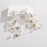 Stainless Steel Irregular Pearl Flower Earrings for Women