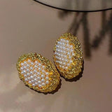 Irregular Golden Pearl Earrings Retro Jewelry Christmas Gift