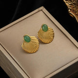 316L Stainless Steel Shell Fan-shaped Stud Earrings For Women Non-fading Jewelry